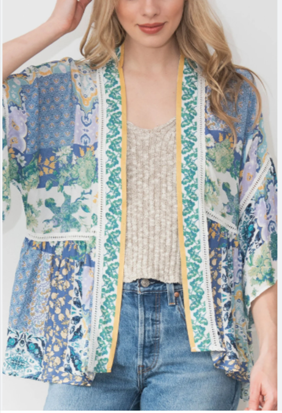 ALTAR'D STATE Women's Print Open Front Kimono Size M 6-10
